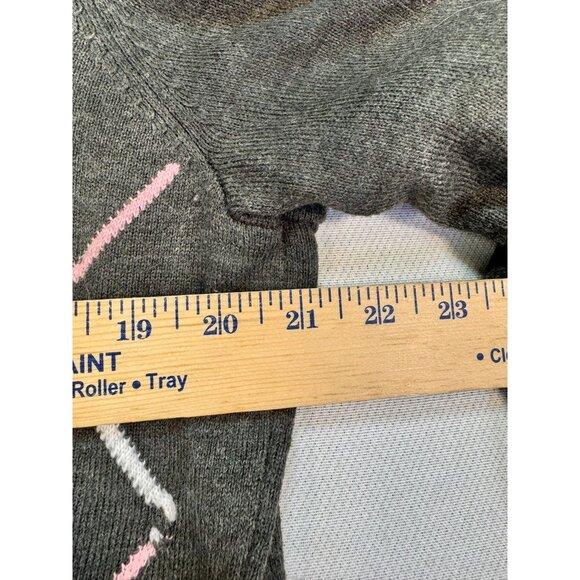 Croft & Barrow Womens Cardigan Sweater XL Gray & Pink Argyle Pattern Button-Up - Picture 7 of 11